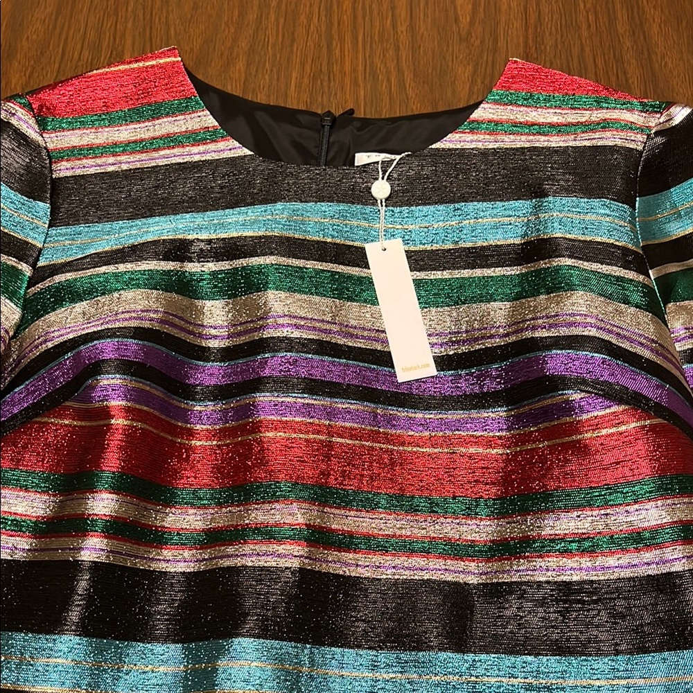 Trina Turk Metallic Striped‎ Shift Dress - Picture 6 of 13